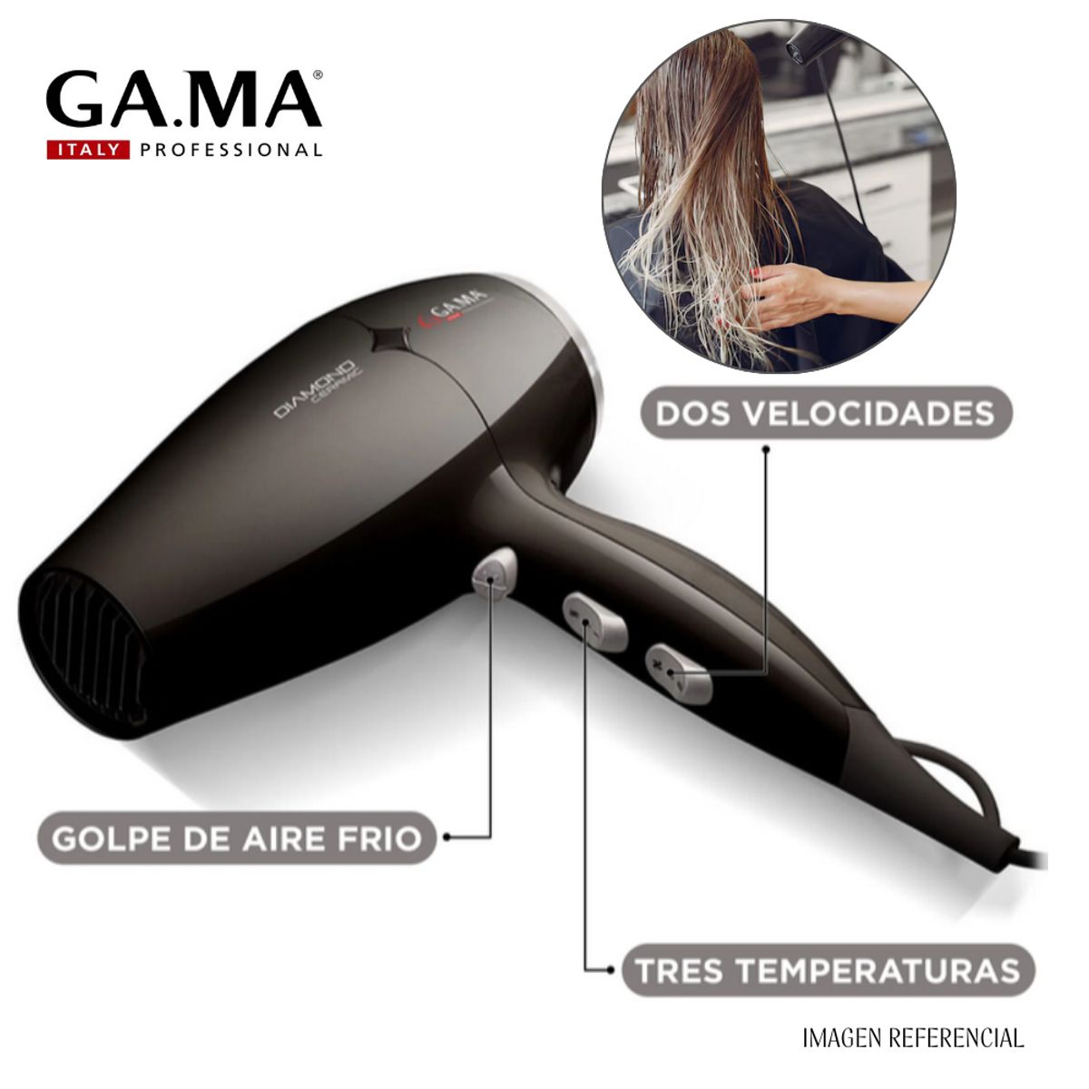 GAMA - Secadora de Cabello Gama Diamond Ceramic 2300 Watts