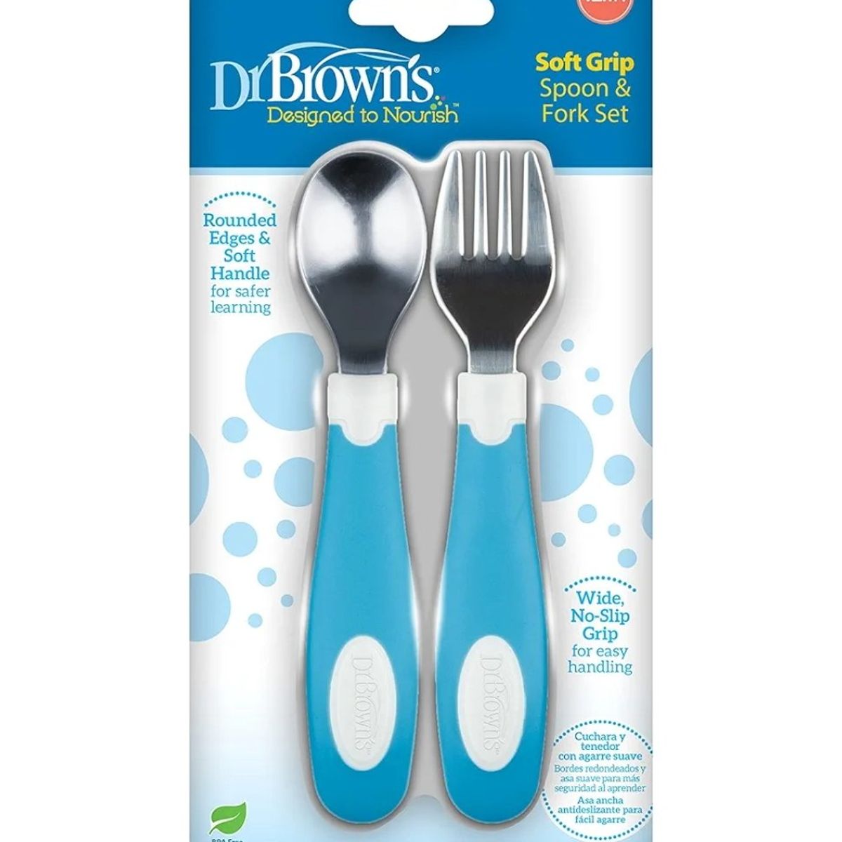 DR BROWNS - Cubiertos acero inoxidable para bebés y niños - set x 2 uds