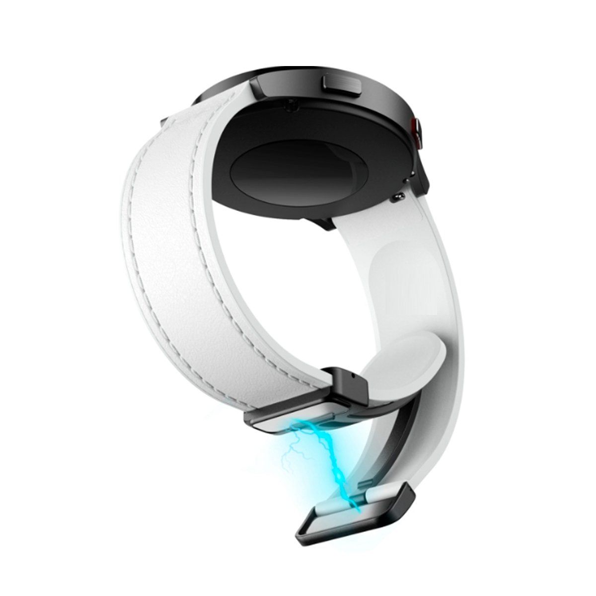 GENERICO - Bumper Azul + Correa De Cuero Para Samsung Watch 7 Ultra 47mm Blanco