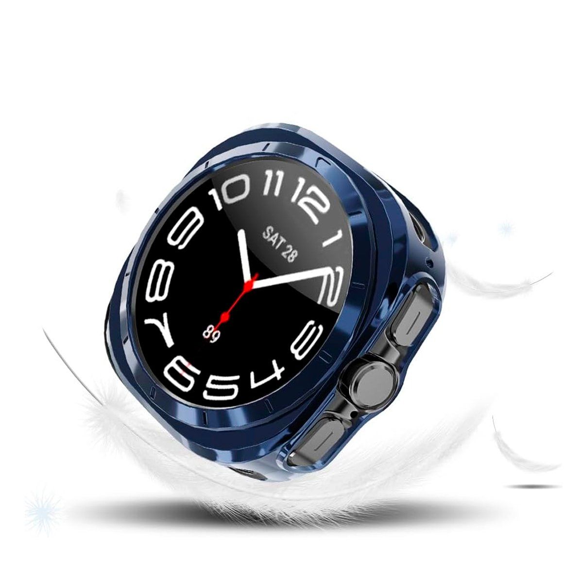 GENERICO - Bumper Azul + Correa De Cuero Para Samsung Watch 7 Ultra 47mm Marron