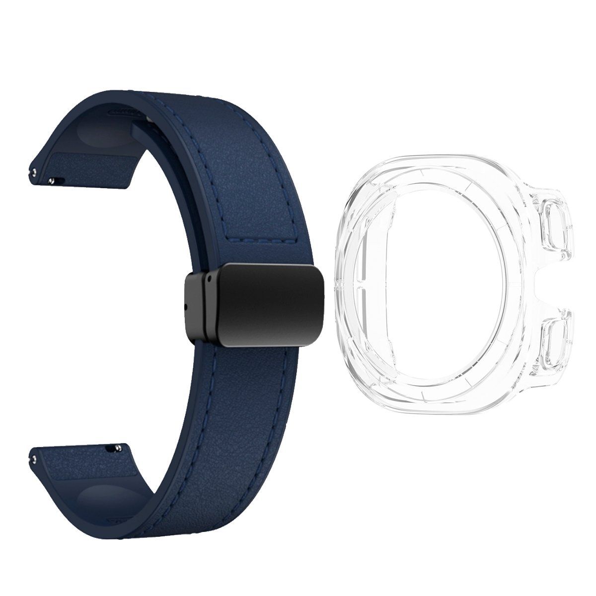 GENERICO - Bumper Clear + Correa De Cuero Para Samsung Watch 7 Ultra 47mm Azul