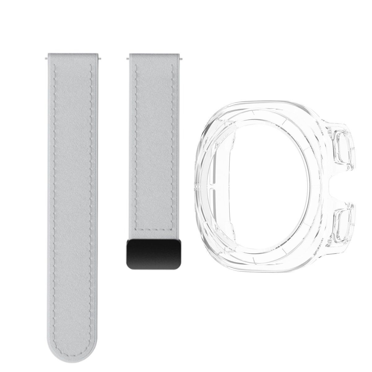 GENERICO - Bumper Clear + Correa De Cuero Para Samsung Watch 7 Ultra 47mm Gris