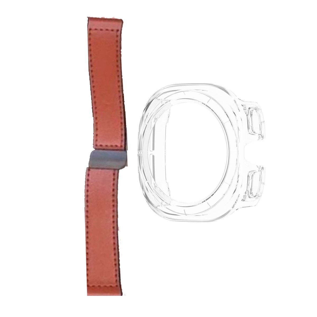 GENERICO - Bumper Clear + Correa De Cuero Para Samsung Watch 7 Ultra 47mm Marron