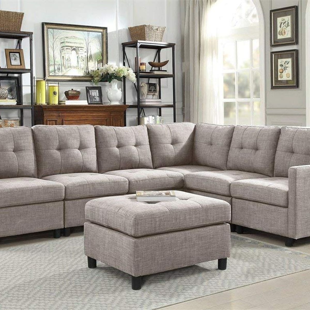 GENERICO - Sofa Janeiro Seccional 4 piezas 1 puff - Color Arena