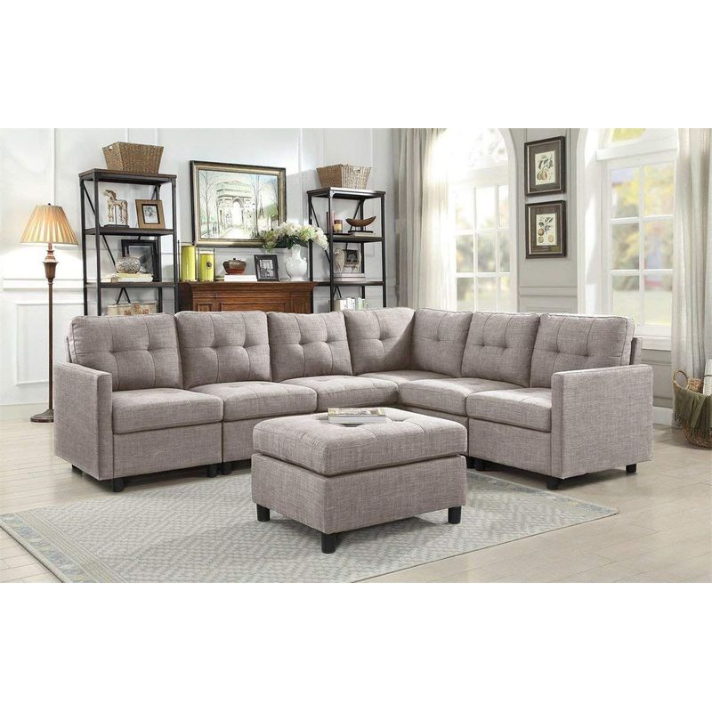 GENERICO - Sofa Janeiro Seccional 4 piezas 1 puff - Color Arena