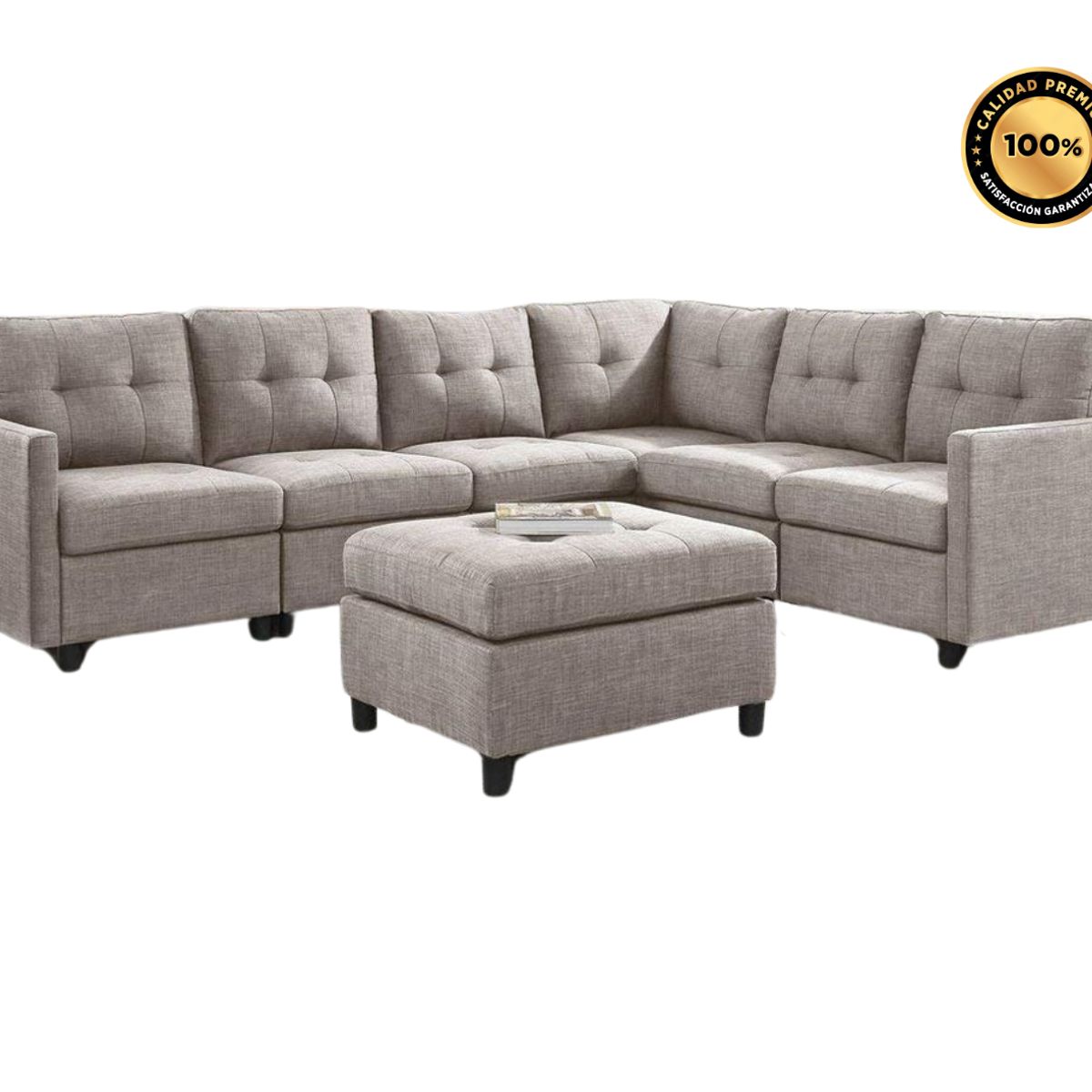 GENERICO - Sofa Janeiro Seccional 4 piezas 1 puff - Color Arena