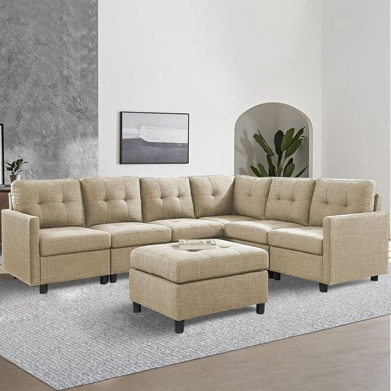 GENERICO - Sofa Janeiro Seccional 4 piezas 1 puff - Color Beige