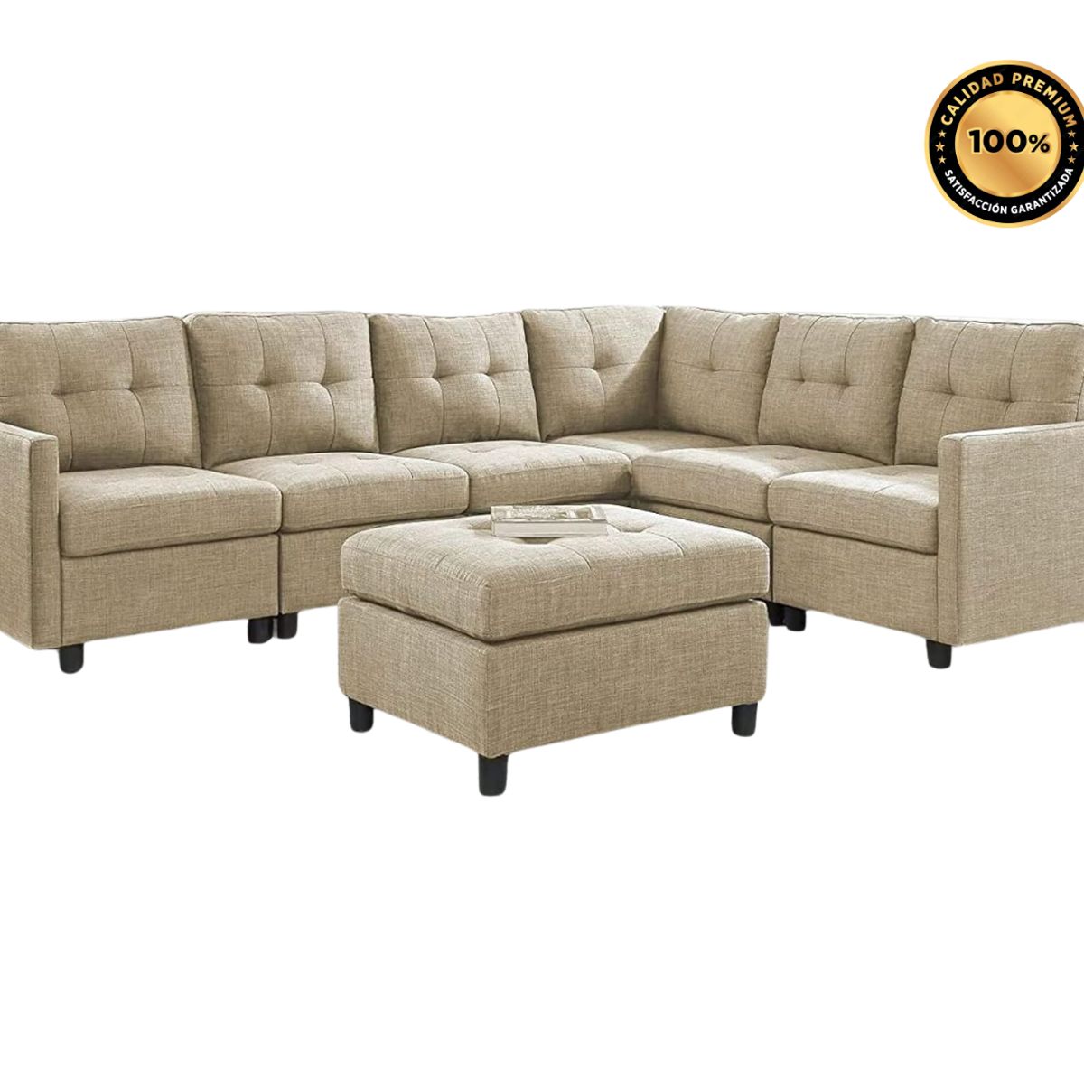GENERICO - Sofa Janeiro Seccional 4 piezas 1 puff - Color Beige