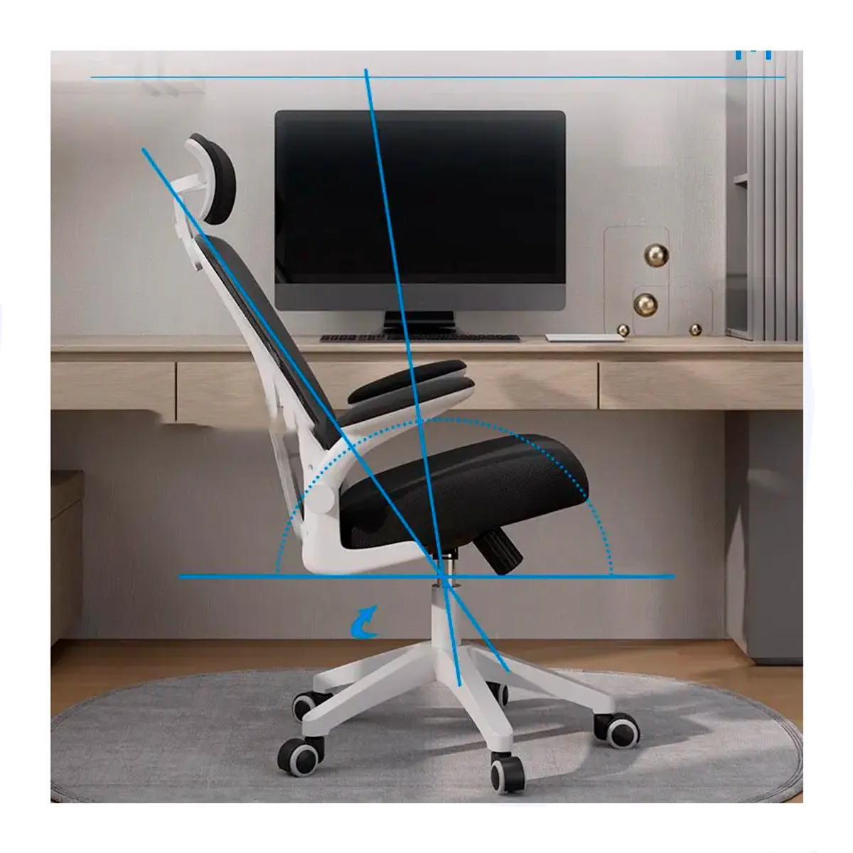 GENERICO - Silla EJECUTIVA con REPOSA CUELLO Y SOPORTE LUMBAR BLANCO Y NEGRO