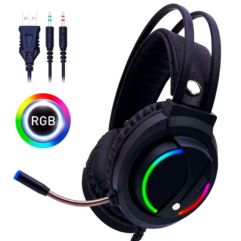 DREIZT - Audífonos Gamer D5000 PRO Luces RGB Free Fire Call of Duty PUGB