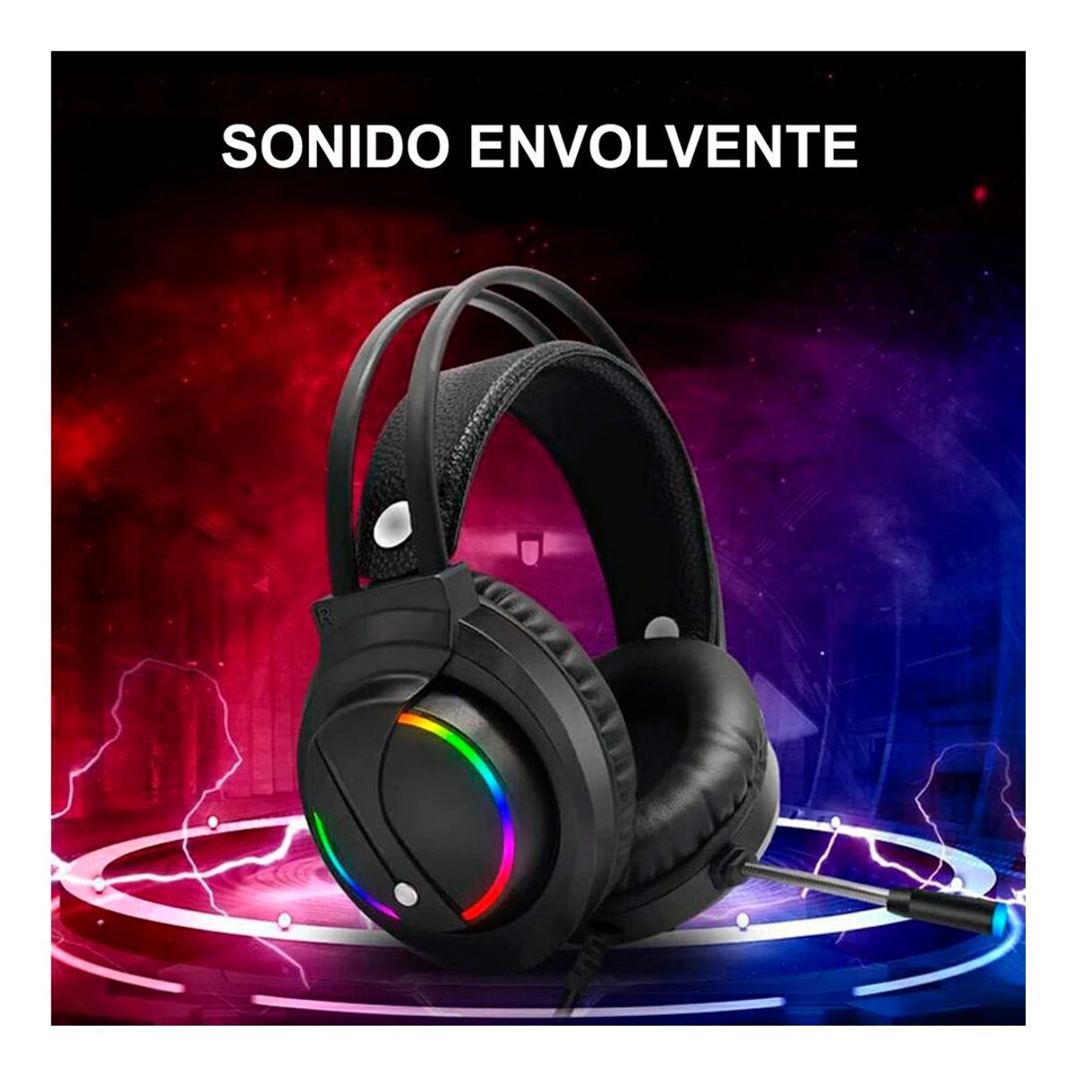 DREIZT - Audífonos Gamer D5000 PRO Luces RGB Free Fire Call of Duty PUGB
