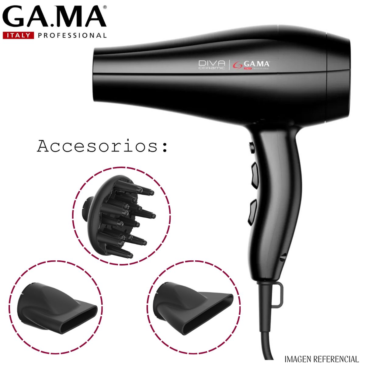 GAMA - Secadora Profesional de Cabello Gama Diva Ceramic