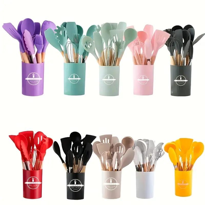 GENERICO - Set x 12 utensilios de cocina con portautensilios