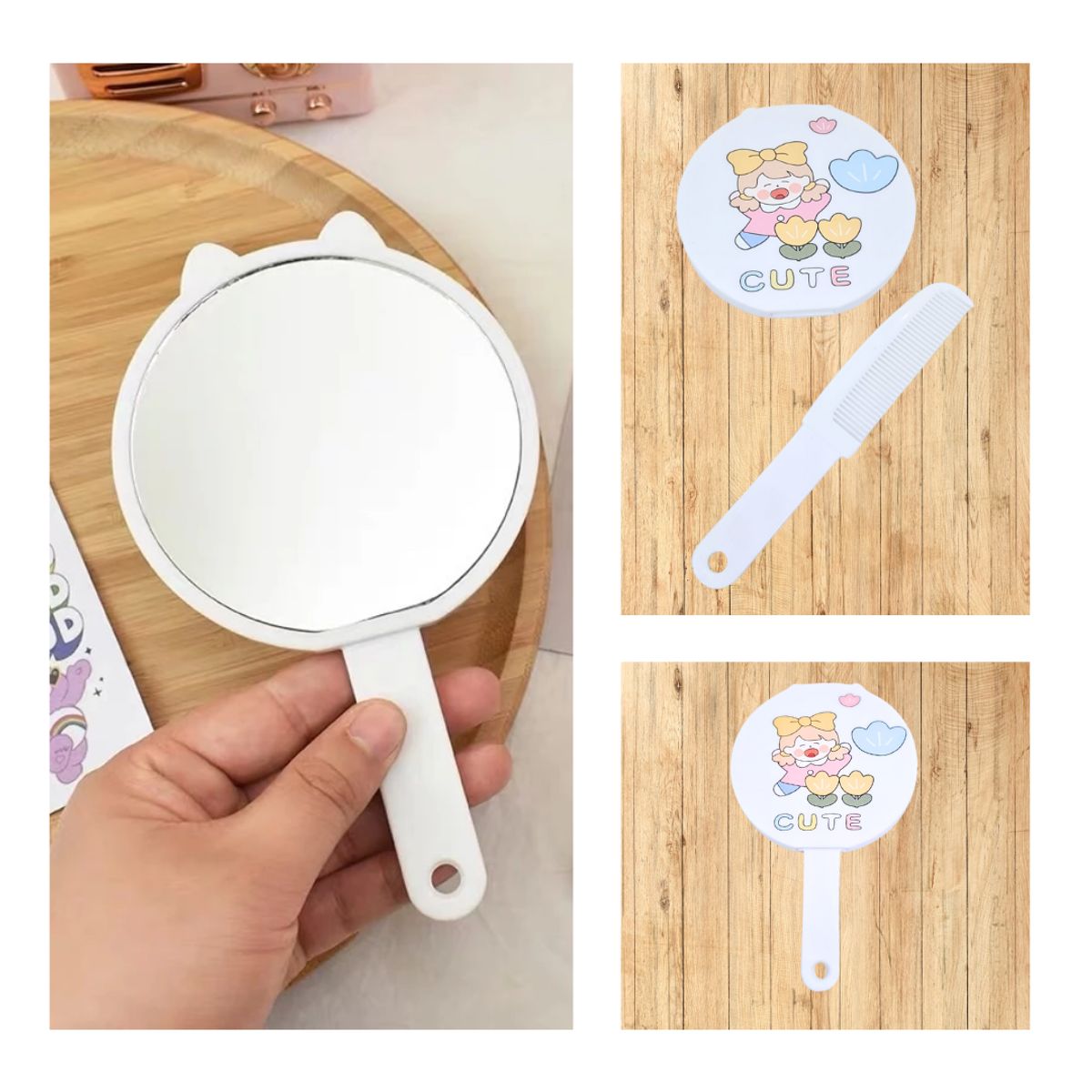 GENERICO - Espejo y Peine Portatil Cute