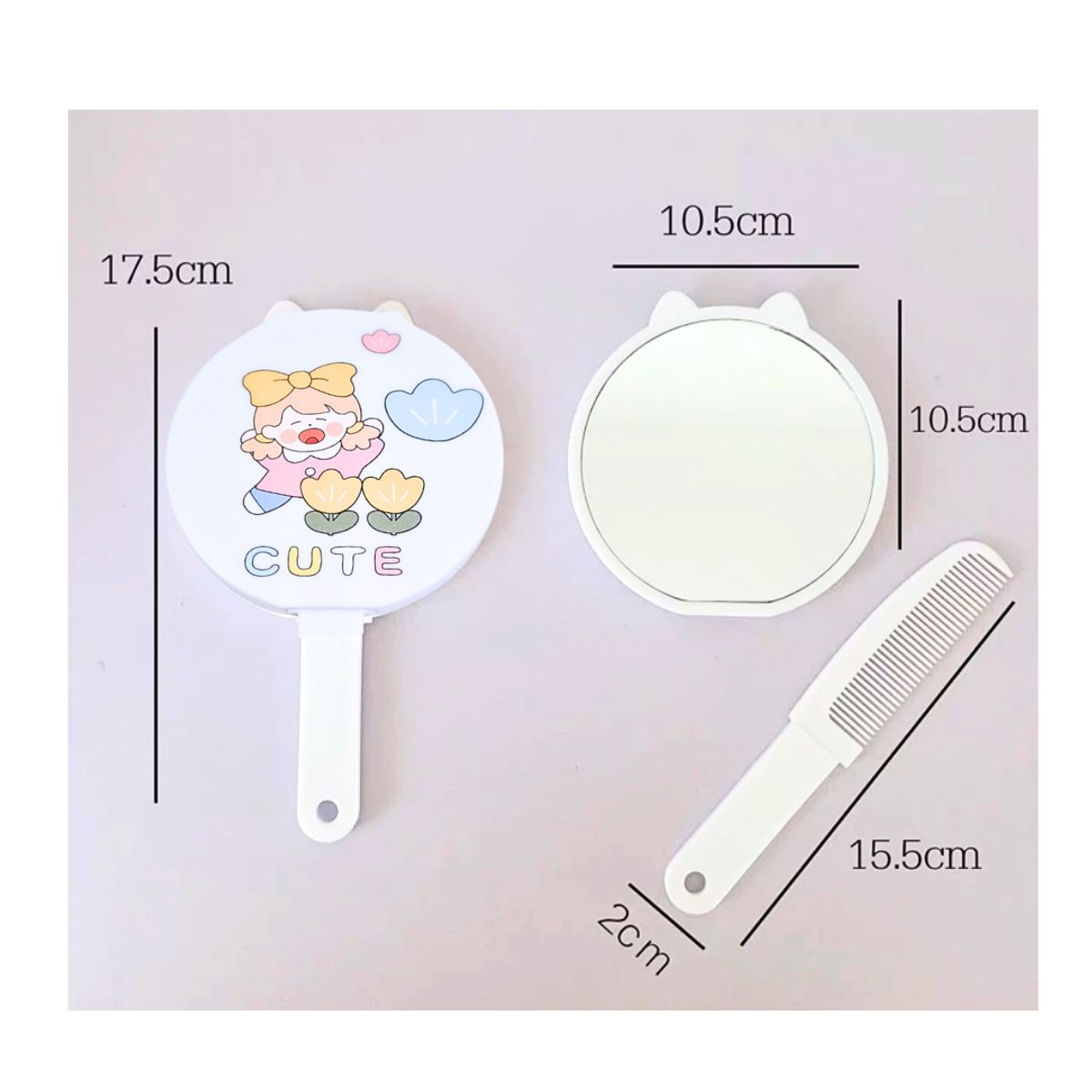 GENERICO - Espejo y Peine Portatil Cute