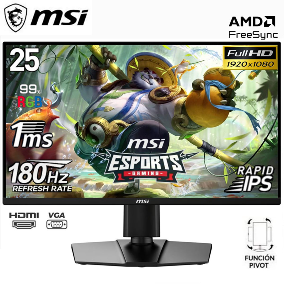 MSI - Monitor Gaming MSI G255PF E2 245 FHD Rapid IPS 180Hz