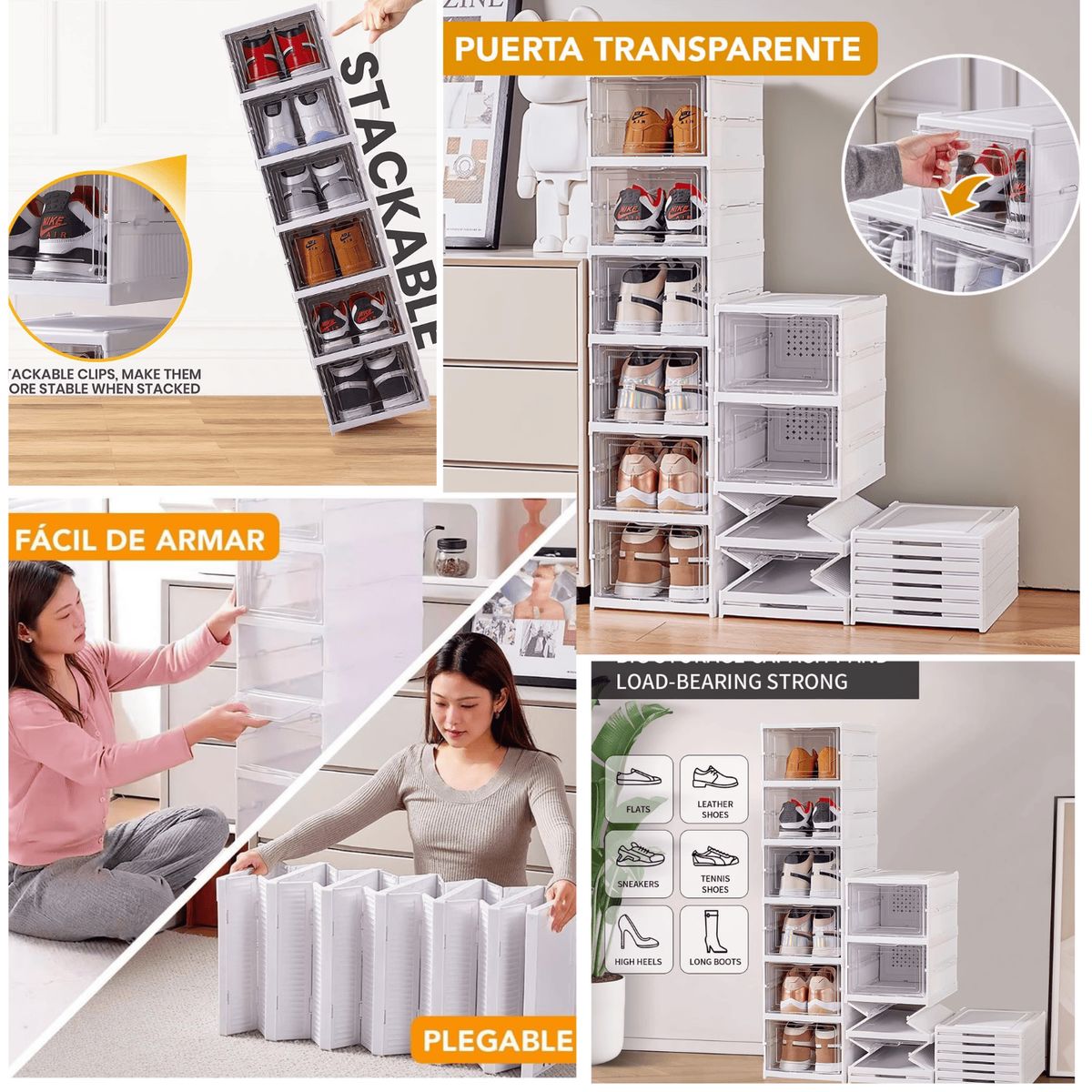 GENERICO - Zapatera Plegable 6 Niveles Blanco