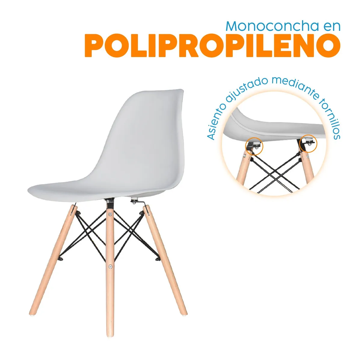 BONNO - Silla Diseño Eames Gris Be Bonno