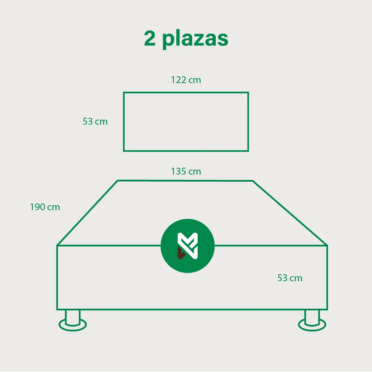 MUEBLES MACRUMO - Cama tapizada Brisa + almohada - 2 Plz - Color Plomo
