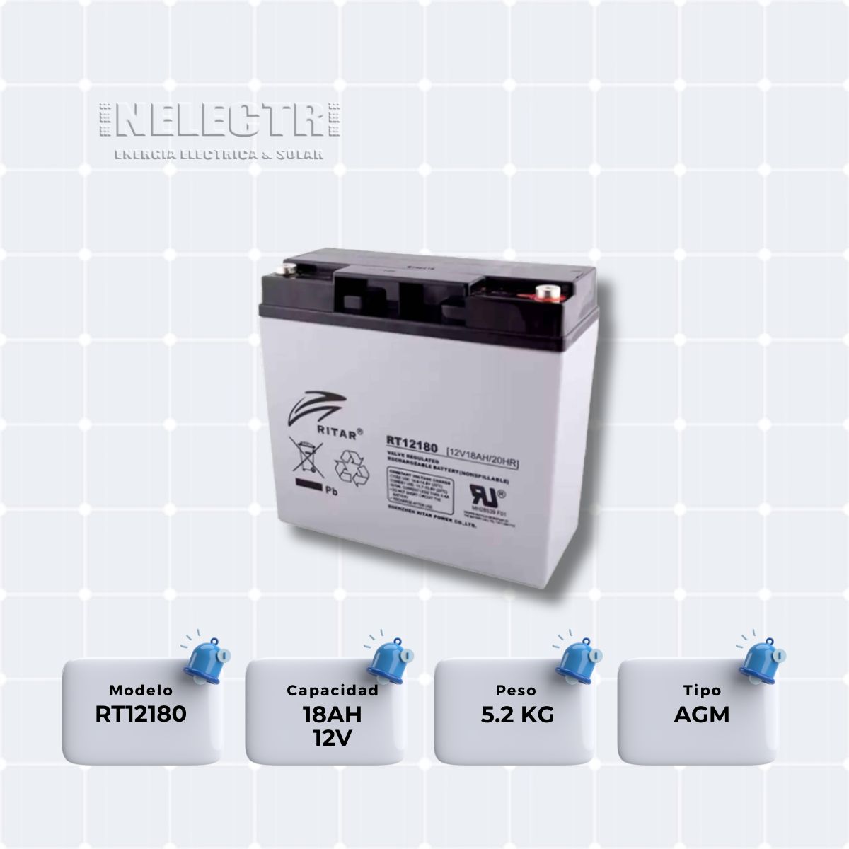 GENERICO - Batería Ritar 12v 18Ah