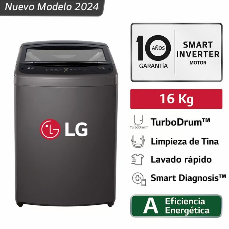 LG - Lavadora WT16BVTB 16 Kg TurboDrum Carga Superior Negro LG