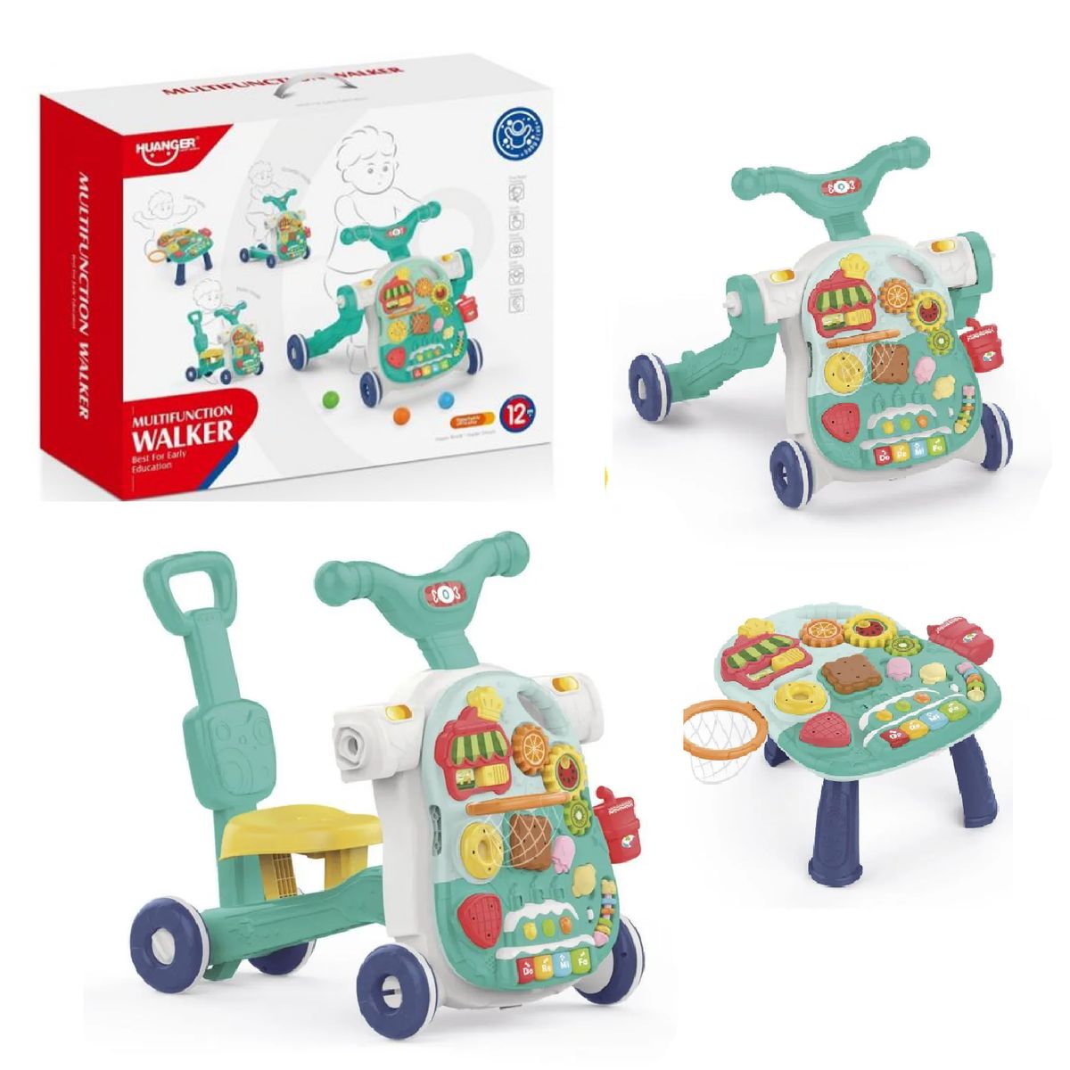 HUANGER - Nuevo Andador Multifunciónal para bebés 4 en 1 -Verde