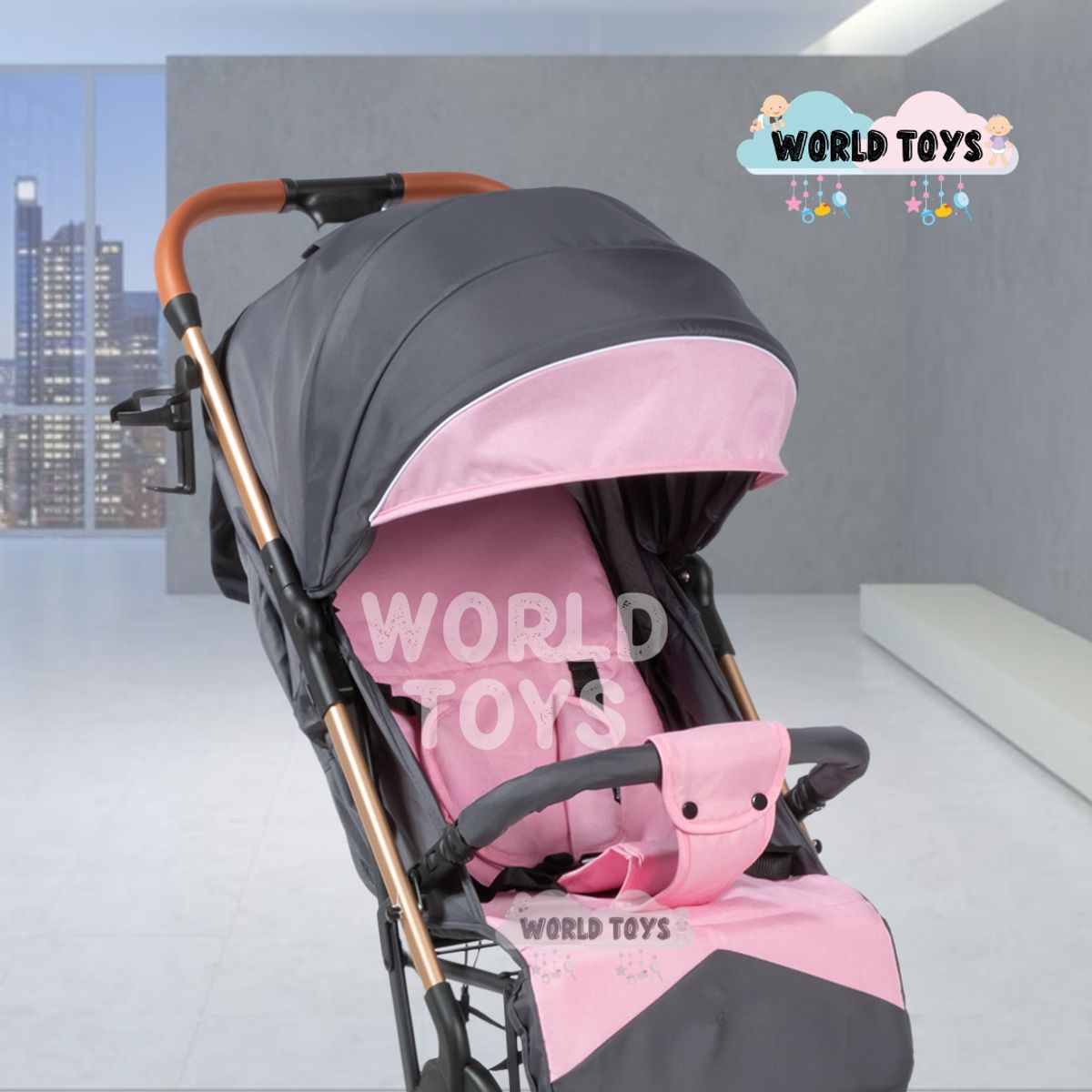 BEAUTIFUL - Coche Maleta de Lujo «LAINEE» de Fácil Plegado Rosado