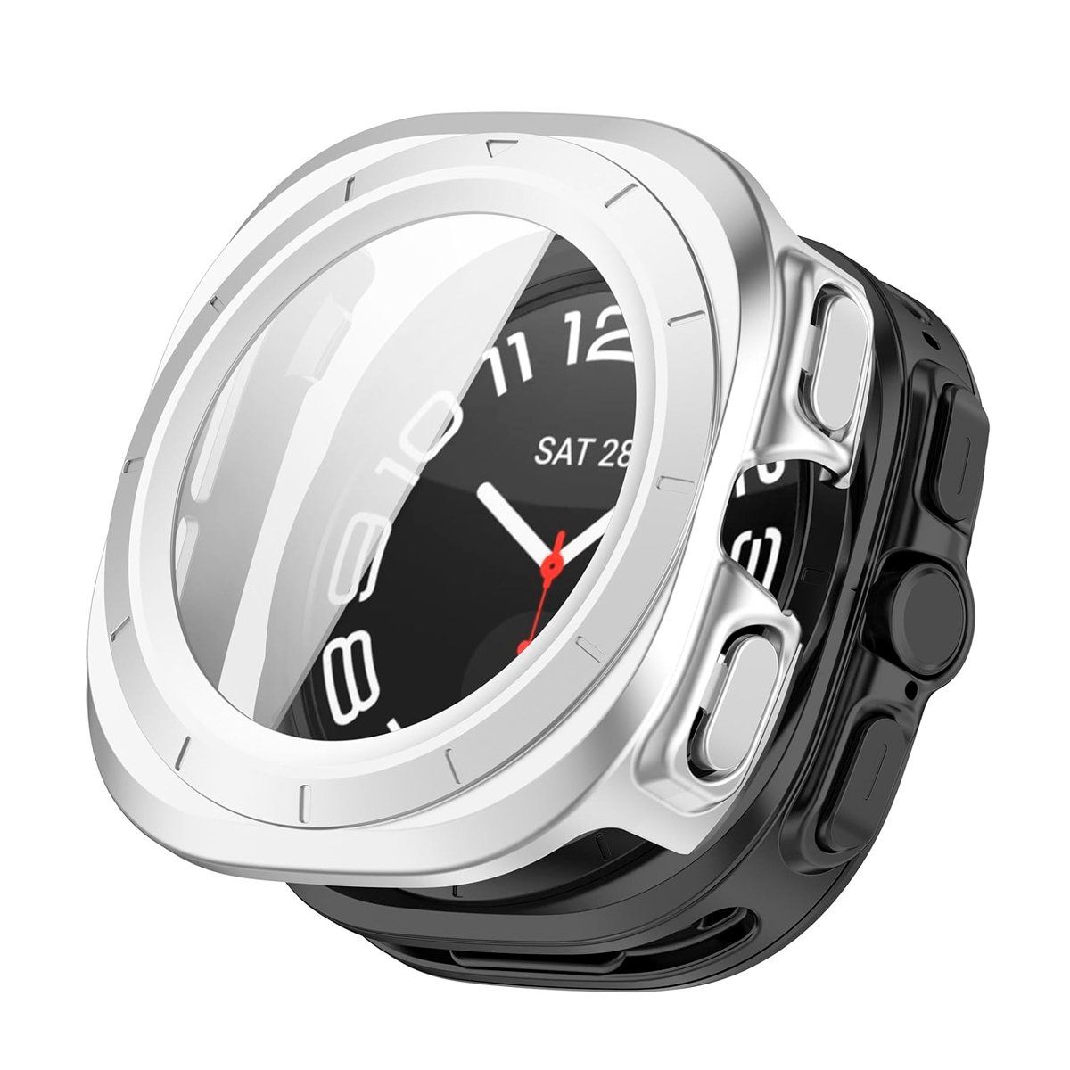 GENERICO - Case Bumper con Mica Incorporada para Samsung  Watch 7 Ultra 47mm  Plata