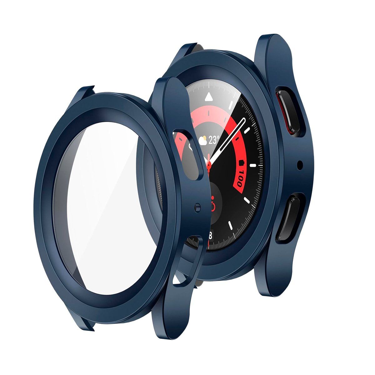 GENERICO - Case Bumper con Mica Incorporada para Samsung Watch 5 Pro 45mm - Azul