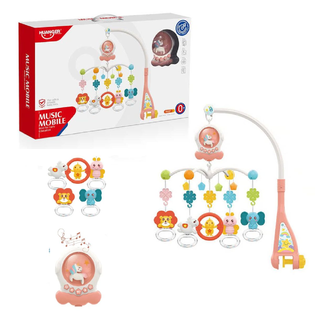 HUANGER - Nuevo Movil Musical Unicornio Para bebe -Rosa