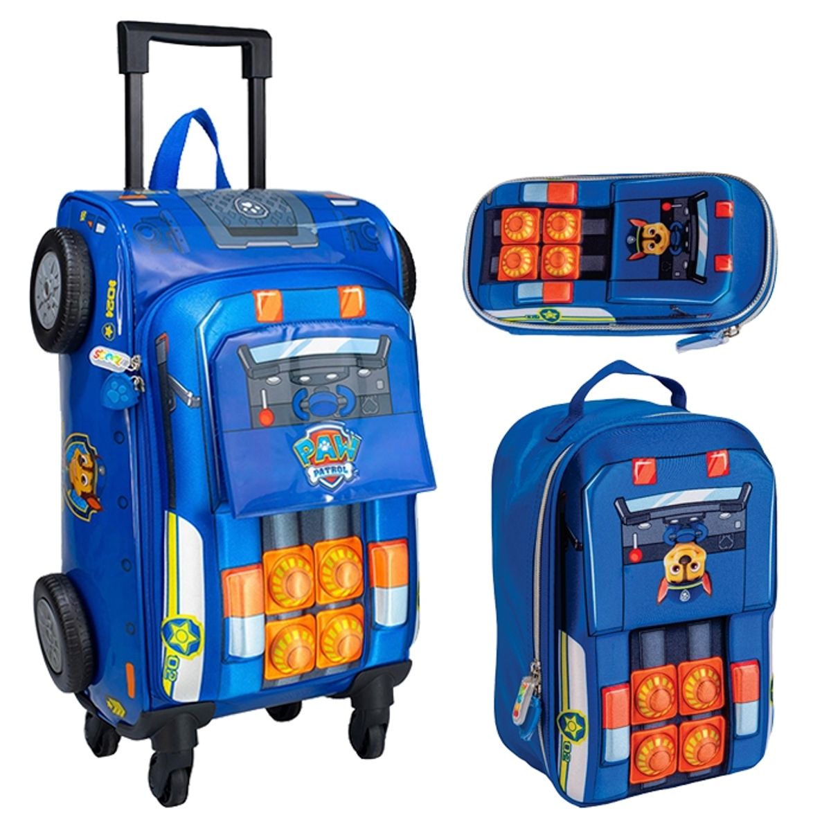 SCOOL - Mochila Paw Patrol con ruedas - Set de 3 piezas tamaño oficio