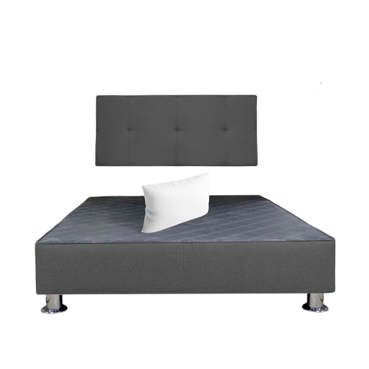MUEBLES MACRUMO - Cama tapizada Brisa - King Plz - Tela Antifluido plomo + Almohada