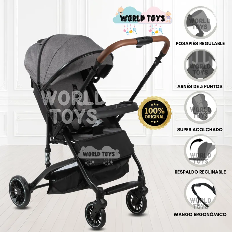 BABY - Coche de Paseo para Bebé «ANDALE» con Mango Reversible Gris