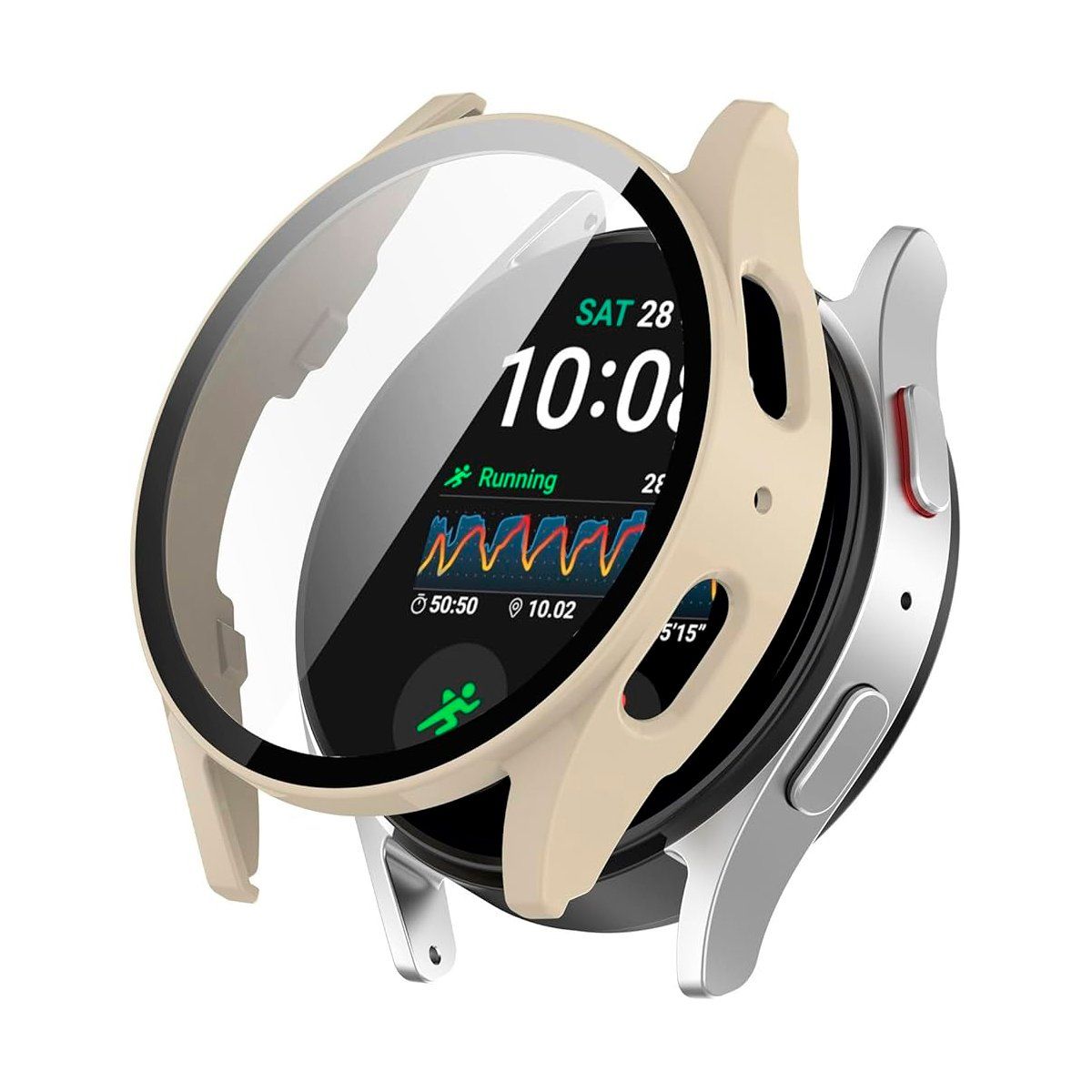 GENERICO - Case Bumper con Mica Incorporada para Samsung  Watch 7 44mm Beige