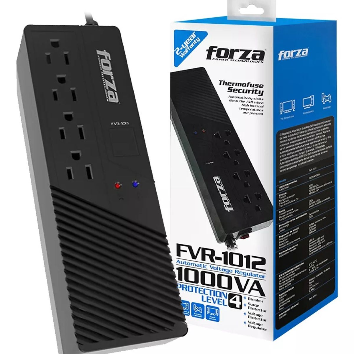 FORZA - Estabilizador Forza Fvr-1012 1000va500w Color Negro