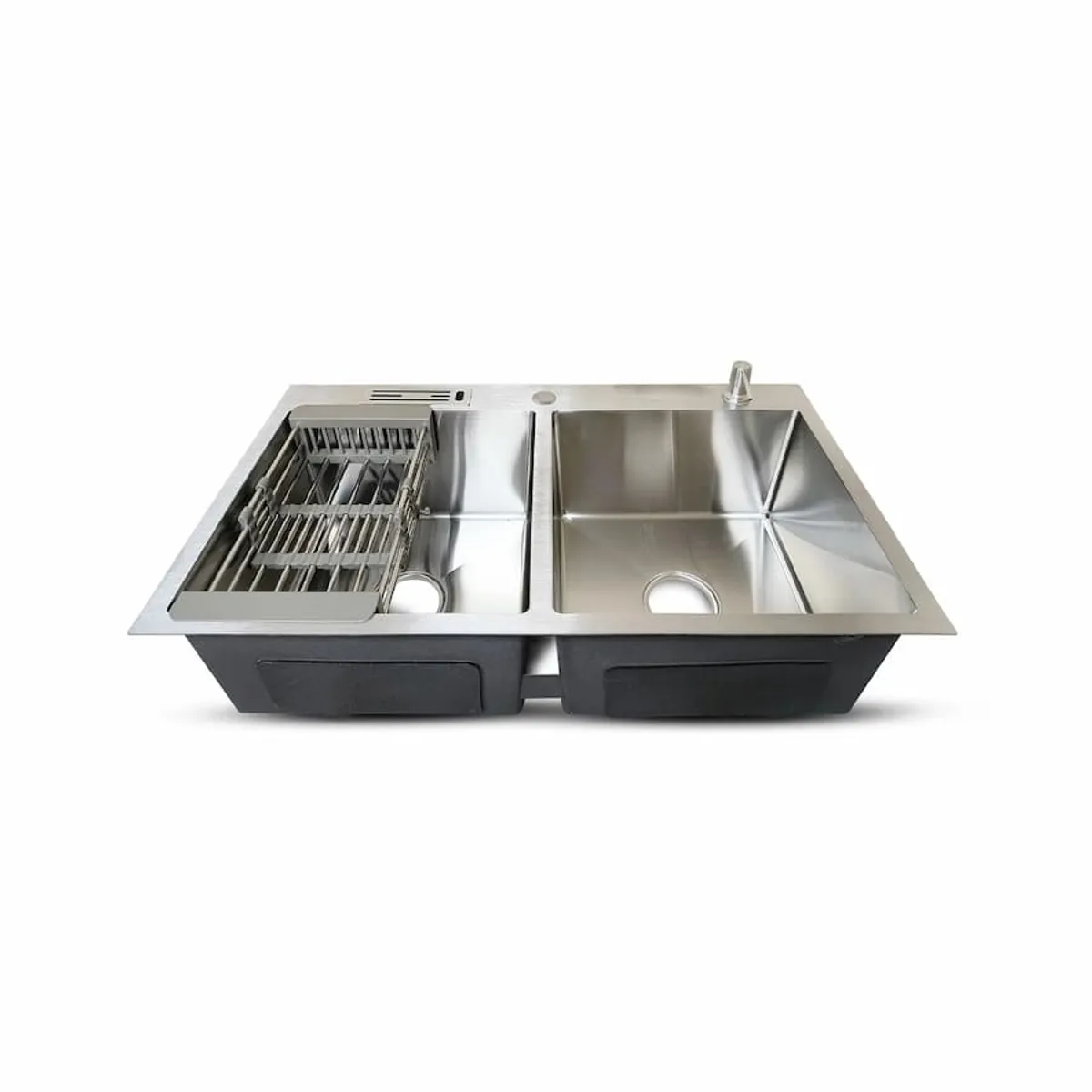 FRATELLI - Lavadero PRIME de Acero Inox Satinado Doble Poza con Accesorios