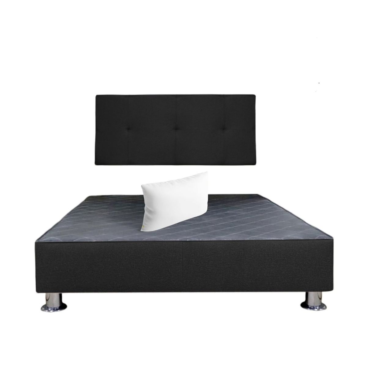 MUEBLES MACRUMO - Cama tapizada Brisa - King Plz - Tela Antifluido Negro + Almohada
