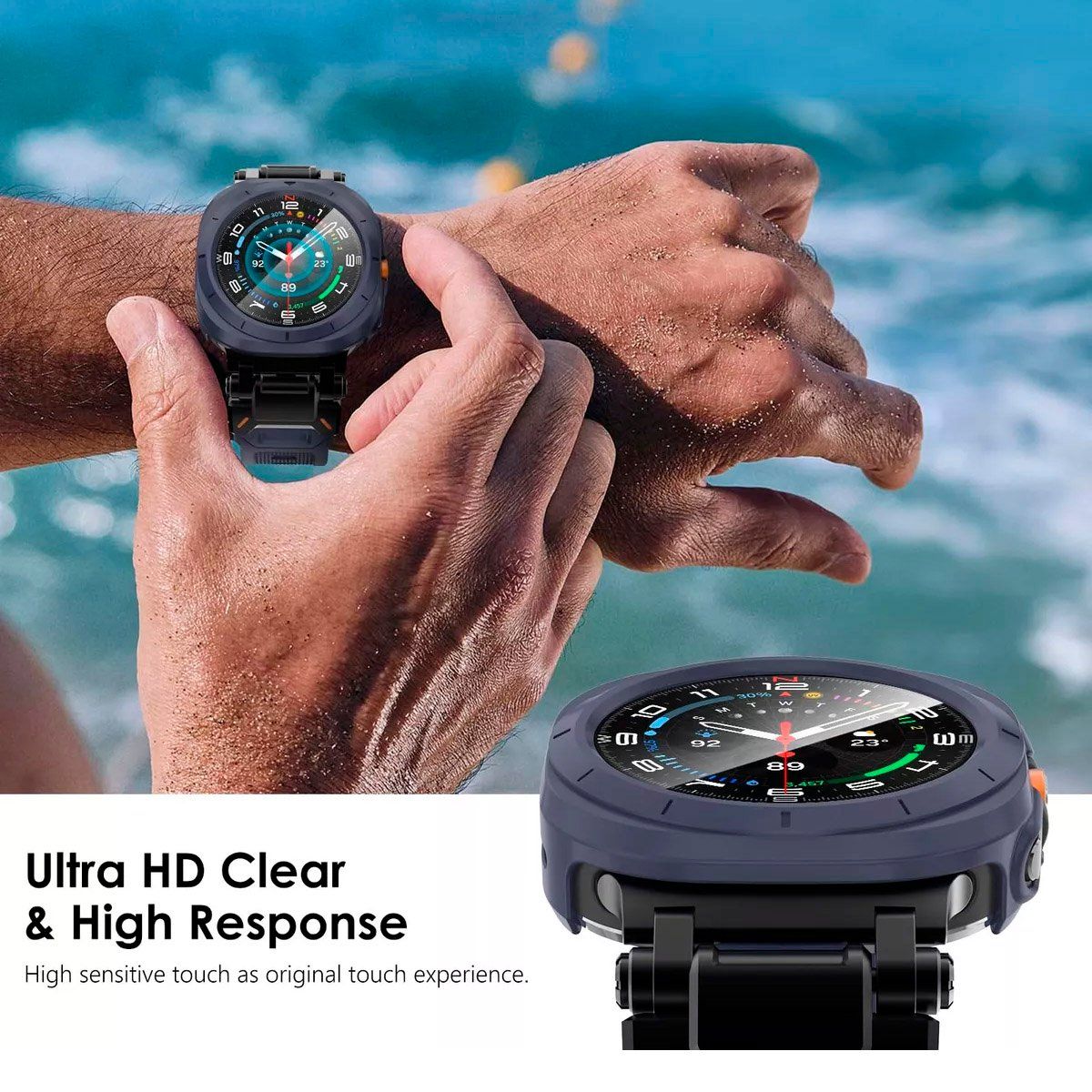 GENERICO - Case Bumper con Mica Incorporada para Samsung  Watch 7 Ultra 47mm  Azul