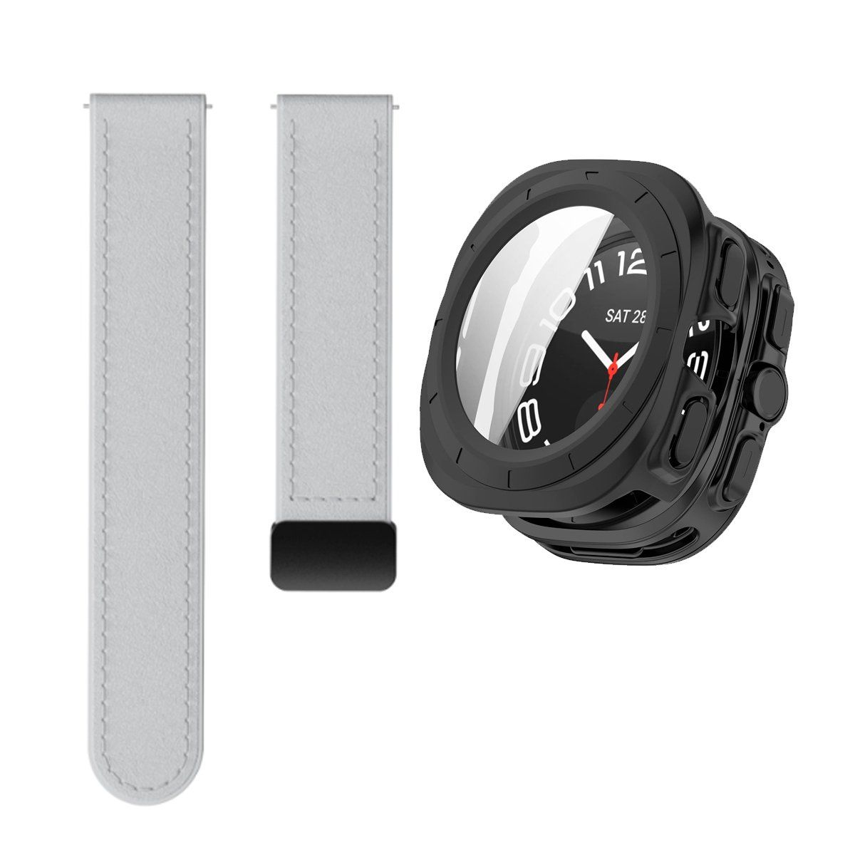 GENERICO - Cover Bumper Negro + Correa para SAMSUNG WATCH 7 ULTRA 47MM Gris