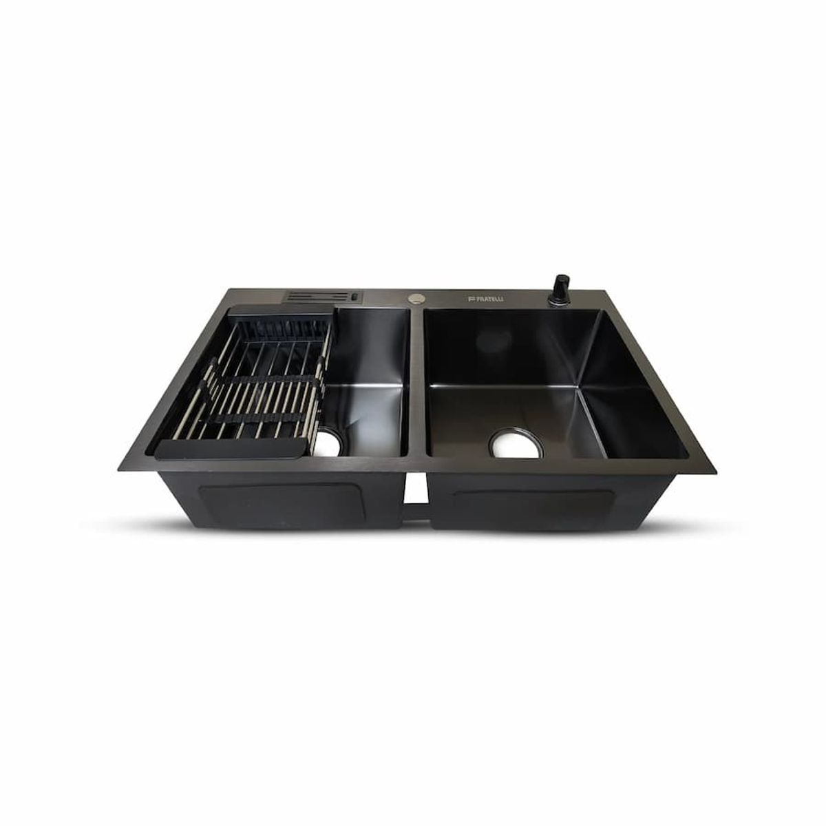 FRATELLI - Lavadero PRIME de Acero Inox NEGRO Doble Poza con Accesorios