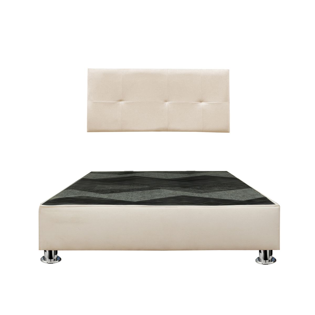 MUEBLES MACRUMO - Cama tapizada Brisa + almohada - Queen Plz - Color Beige