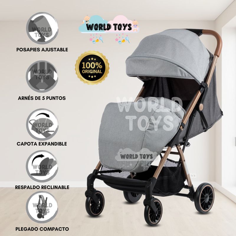 BABY - Coche Maleta para Bebé «SAFFE» De Fácil Plegado Gray
