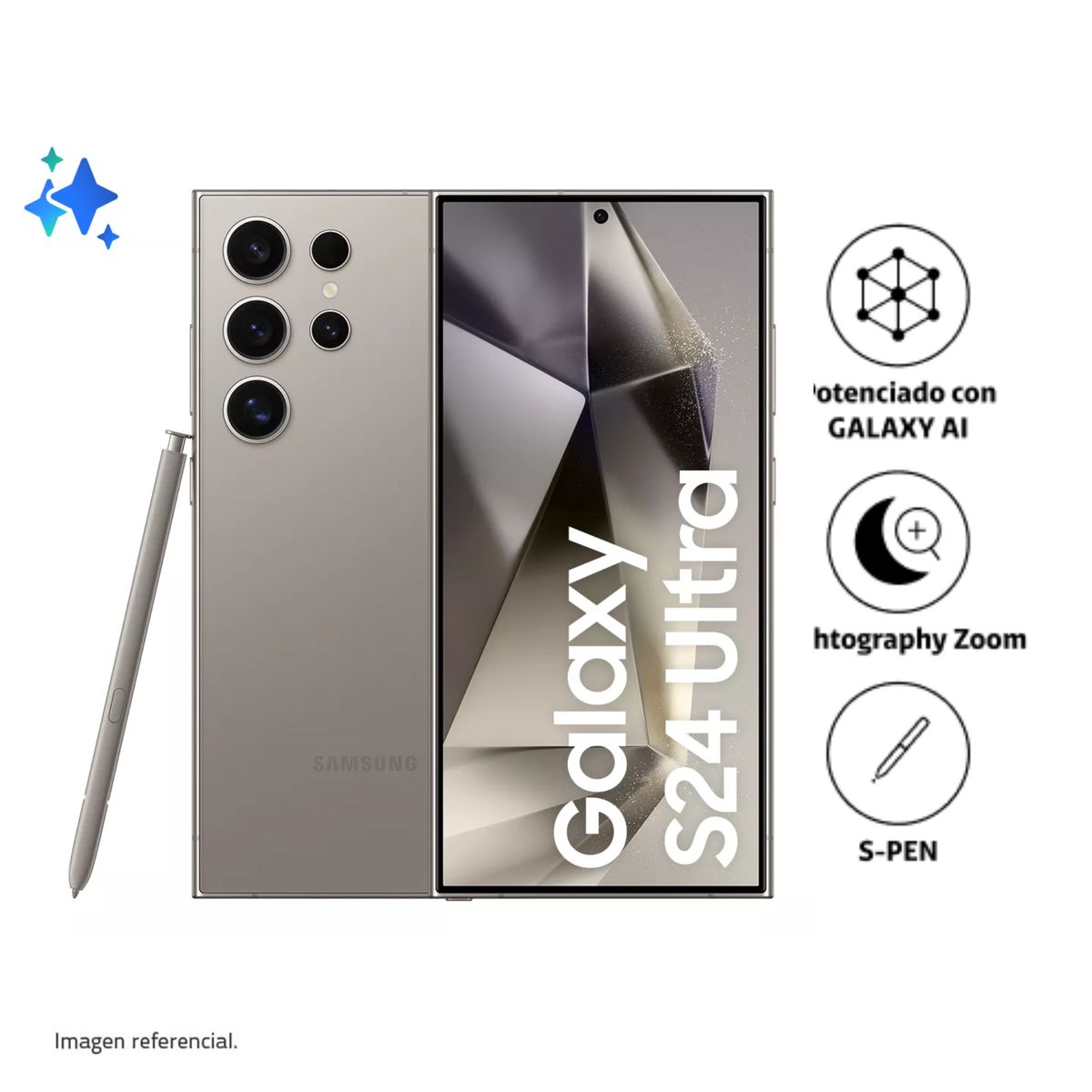 SAMSUNG - Celular Samsung Galaxy S24 Ultra 512GB 12GB RAM Titanium Gray