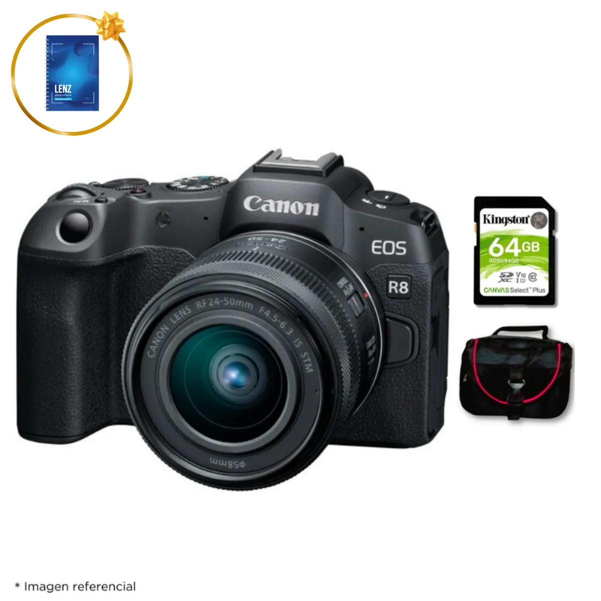 CANON - Cámara Canon EOS R8 + Lente RF 24-50mm f45-63 IS STM + Kit Básico