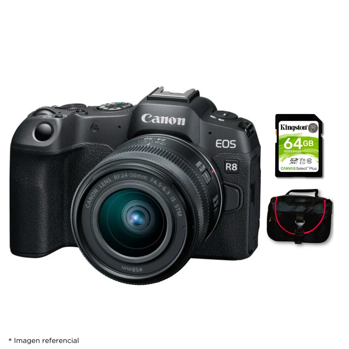 CANON - Cámara Canon EOS R8 + Lente RF 24-50mm f45-63 IS STM + Kit Básico