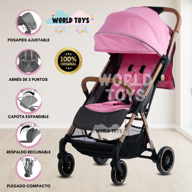 BABY - Coche Maleta para Bebé «SAFFE» De Fácil Plegado Pink