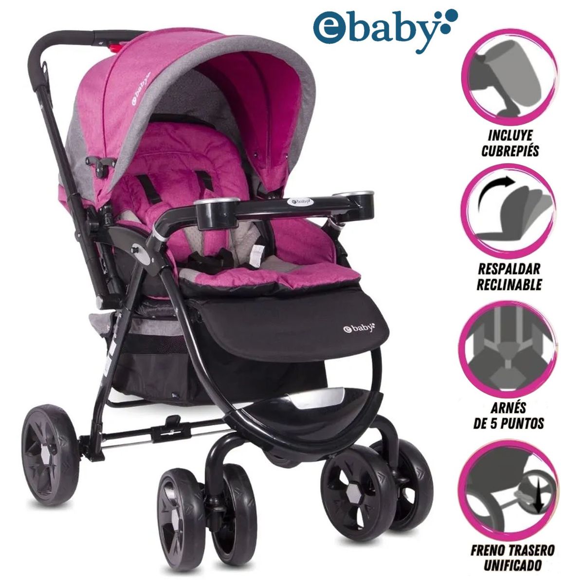 EBABY - Coche Cuna De Lujo «AMBANI» Edición Limitada Pink