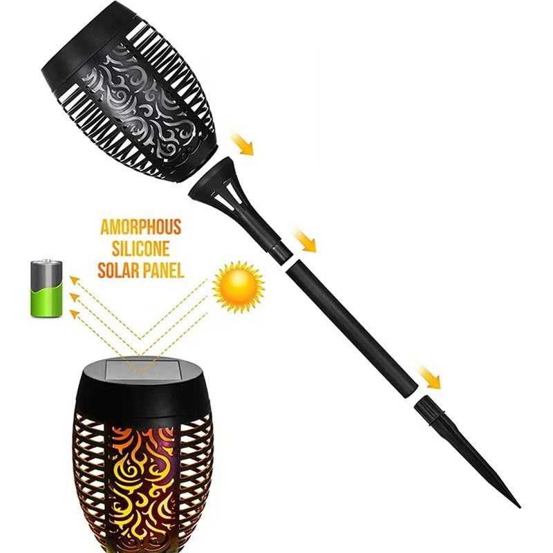 OEM - Antorcha Amarilla tipo Estaca para Jardin Vintage Luz LED Solar