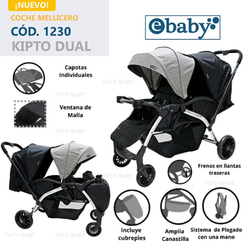 EBABY - COCHE MELLICERO KIPTO DUAL EBABY - GRIS