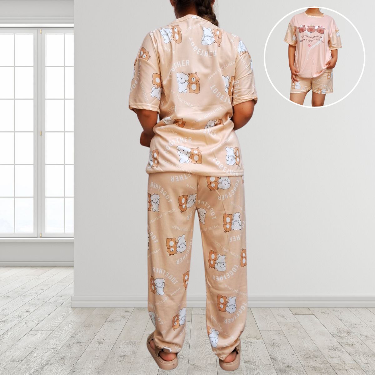 INSPIRA MARKET - Pijama 3 Piezas Polo Short y Pantalón Kawaii Mujer Diseños Aleatorios